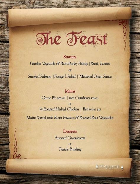 tudor times food menu.